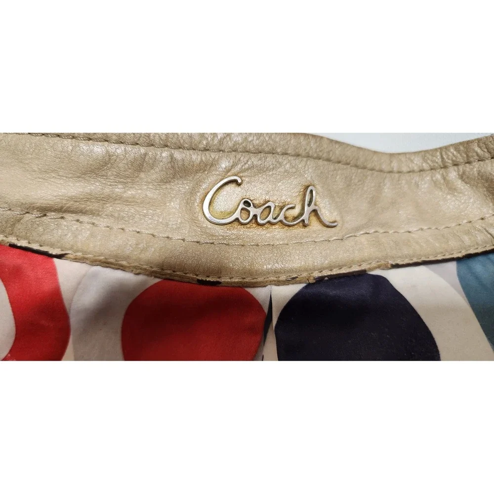 Coach Ashley Op Art Satin Multi Print Handbag Purse C1376-F23930 Shoulder Bag